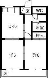 フレスコファースト(2DK/2階)の間取り写真