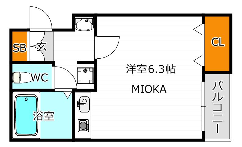 天王寺北Rマンション(ワンルーム/1階)の間取り写真