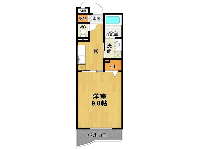 ランデュール逆瀬川(1K/3階)の間取り写真