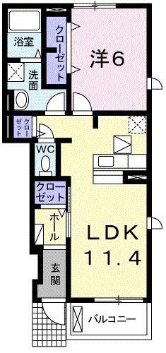 ミルト オイレ I.M(1LDK/1階)の間取り写真