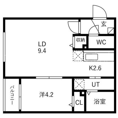 ライトベル美園(1LDK/3階)の間取り写真