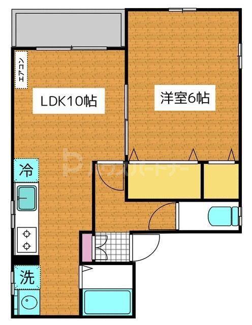 コーポアイコウシン(1LDK/1階)の間取り写真