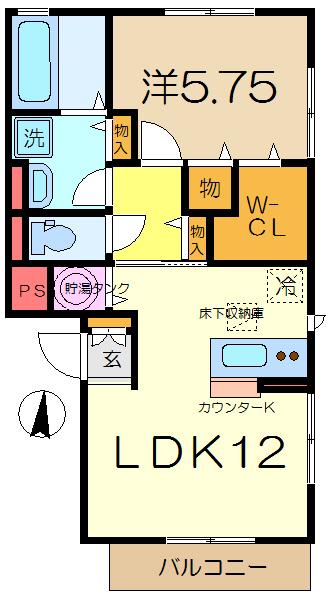 スプリングハウス(1LDK/1階)の間取り写真