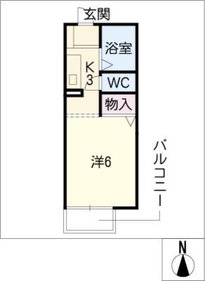 セジュールKOYAMA(1K/2階)の間取り写真