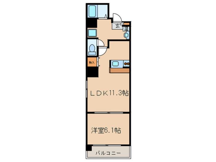 ヴィーヴル・ウルゥ(1LDK/2階)の間取り写真