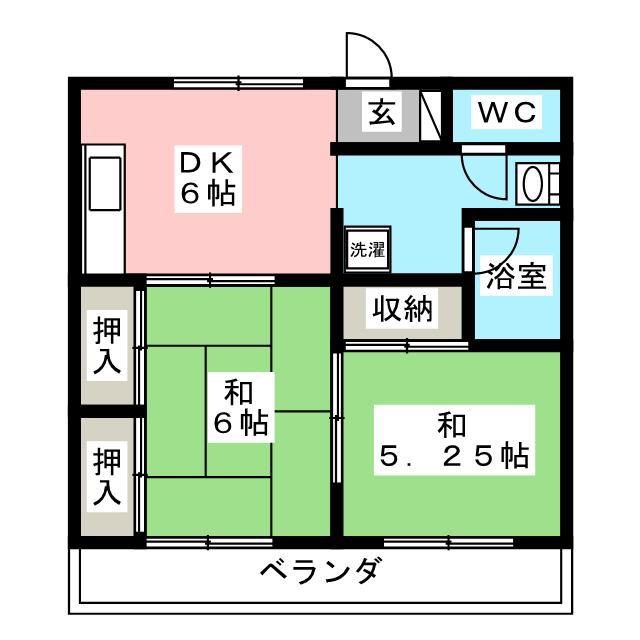 ハイムシャルム(2DK/2階)の間取り写真