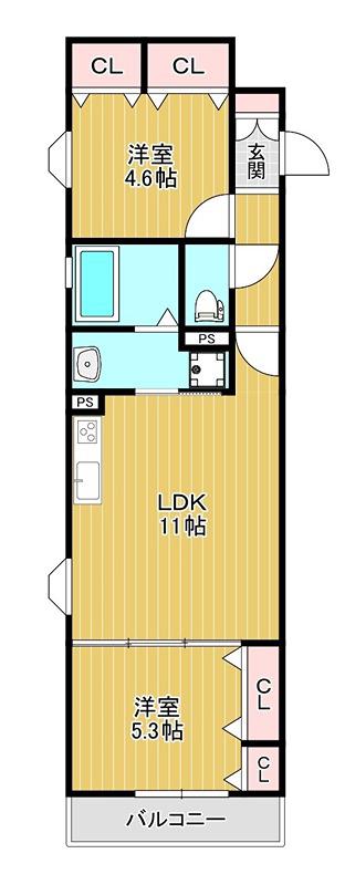 ラモーナ半田(2LDK/3階)の間取り写真