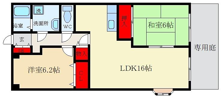 メゾンルチル(2LDK/2階)の間取り写真
