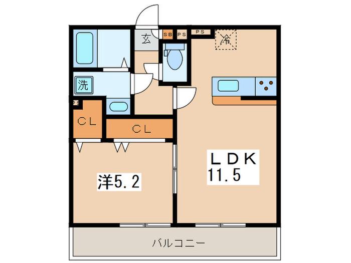 リブリ・ウエストヒルズ湘南台(1LDK/1階)の間取り写真