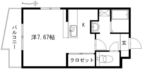 H.EARTH(ワンルーム/1階)の間取り写真