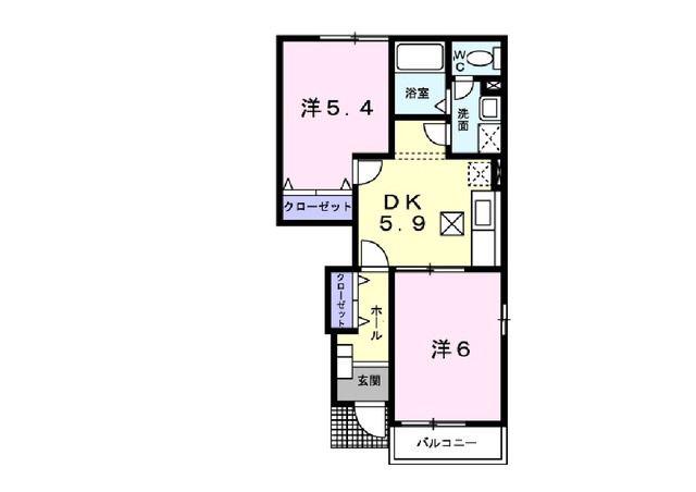 ハートネス80 B(2DK/1階)の間取り写真