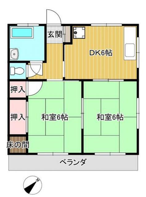 七福マンション平瀬町(2DK/2階)の間取り写真