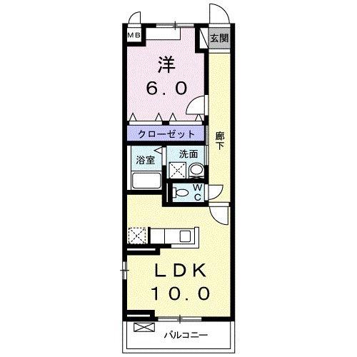 アンダンテII(1LDK/2階)の間取り写真
