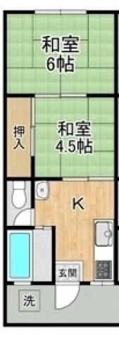 CASA坂脇(2K/1階)の間取り写真