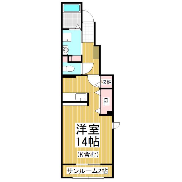 サンバティークA(ワンルーム/1階)の間取り写真