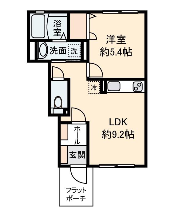 RAUM RUHE(1LDK/1階)の間取り写真