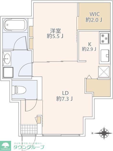 GRANDUO代沢III(1LDK/1階)の間取り写真