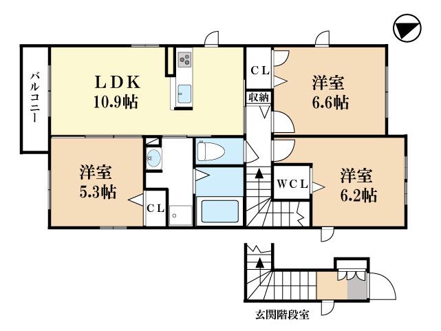 シャーメゾン山手井上(3LDK/2階)の間取り写真
