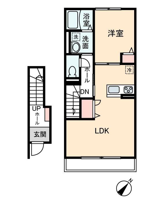 ルナハイム(1LDK/2階)の間取り写真