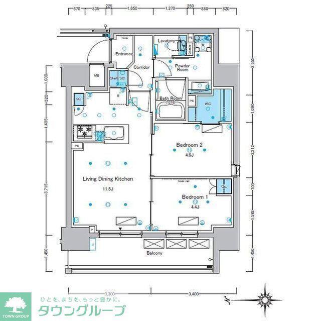 ルフォンプログレ浅草入谷(2LDK/13階)の間取り写真