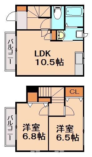 アイリス南山手C棟(2LDK/1階)の間取り写真