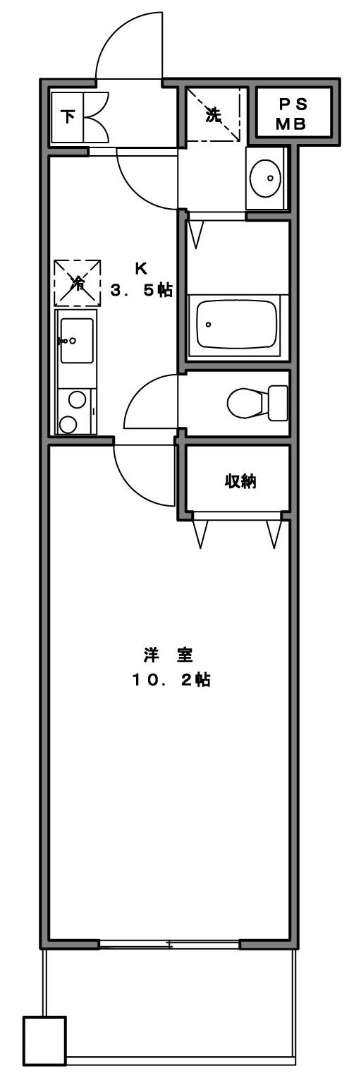 サンリット江北(1K/3階)の間取り写真