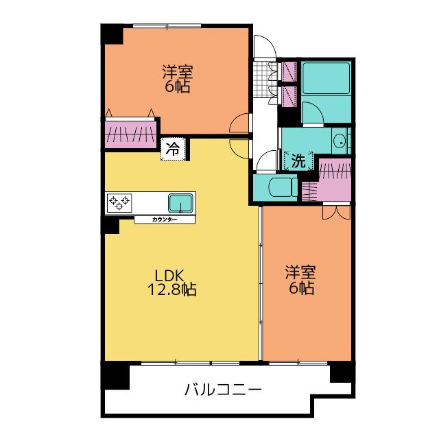 アーバンキャッスル蕨(2LDK/12階)の間取り写真