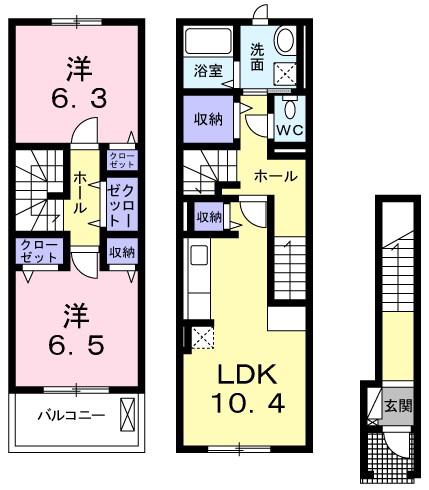 リヴェールコートⅡ(2LDK/2階)の間取り写真