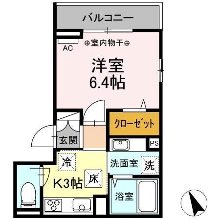 シャトードゥボヌール(1K/1階)の間取り写真
