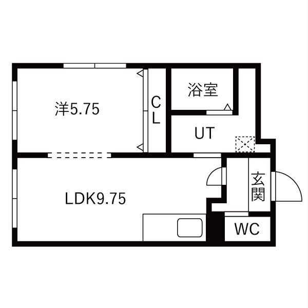 坪川ビル(1LDK/2階)の間取り写真
