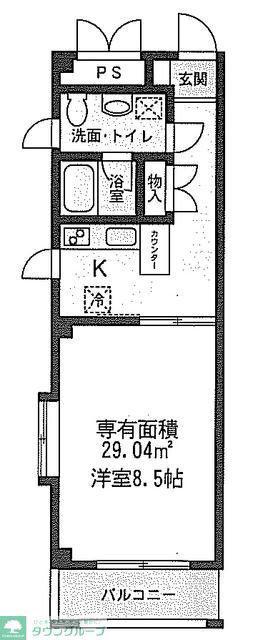 ダイワティアラ津田沼(1K/3階)の間取り写真