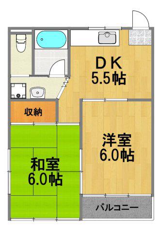 パークヒルズ美堀町(2DK/4階)の間取り写真