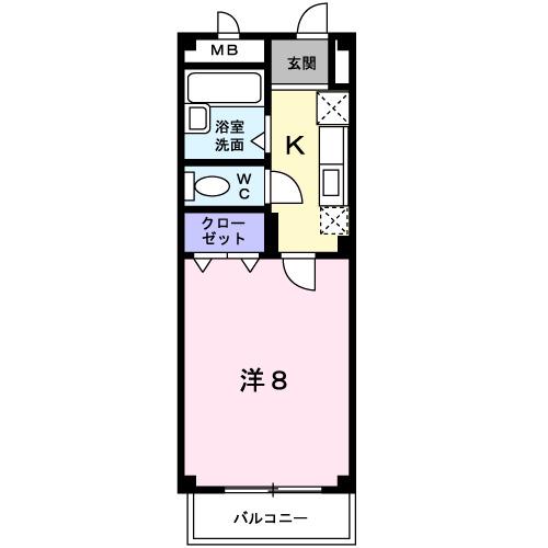 SAN-EIハイツB(1K/2階)の間取り写真
