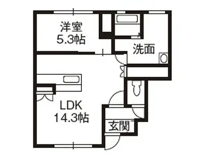 モンターニュ(1LDK/1階)の間取り写真