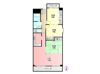 アスティ西鶉(3LDK/3階)の間取り写真