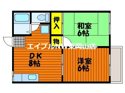 コーポ長船A(2DK/2階)の間取り写真