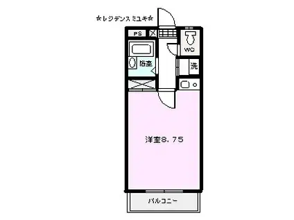 レジデンスミユキ(ワンルーム/2階)の間取り写真