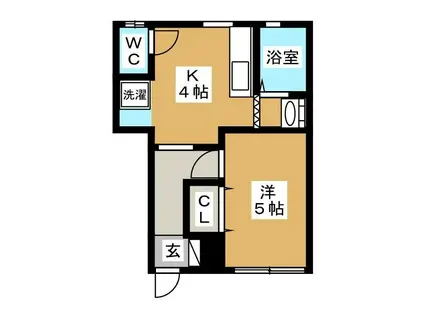 KMテラス(1K/1階)の間取り写真