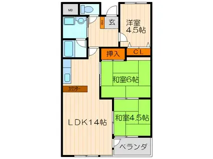 バーンフリート大和田(3LDK/5階)の間取り写真
