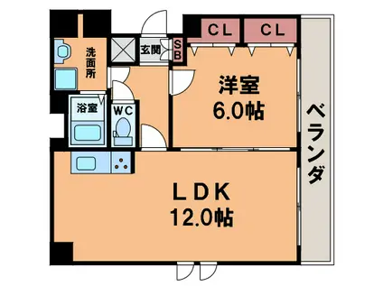 帝塚山クレバービルII(1LDK/4階)の間取り写真