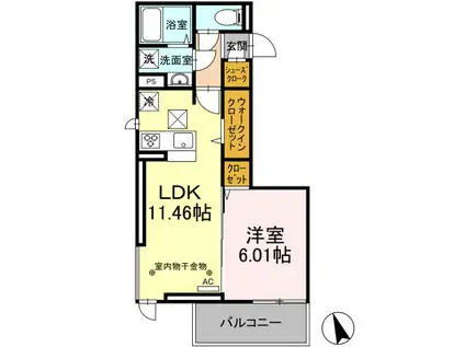 グランツアルファ(1LDK/3階)の間取り写真