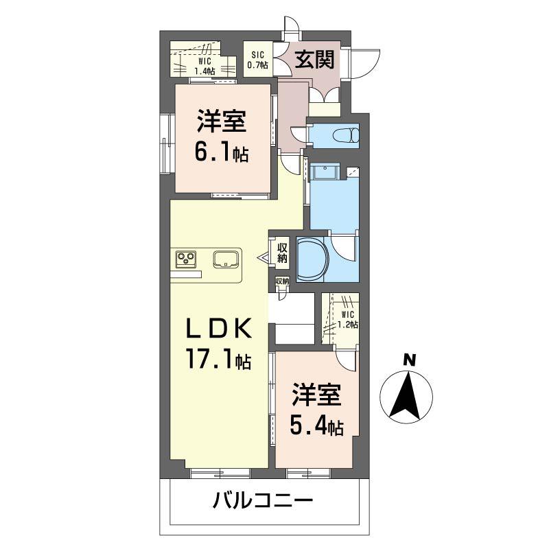 プリエール(2LDK/1階)の間取り写真