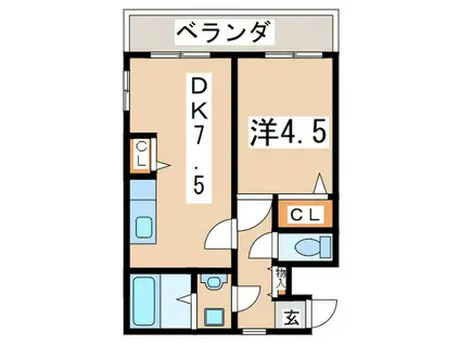 第13鈴木ビル(1DK/2階)の間取り写真
