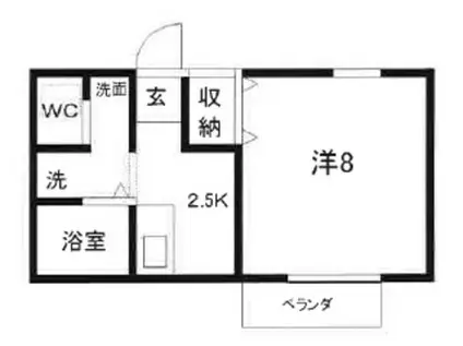 ドミール小野(1K/1階)の間取り写真
