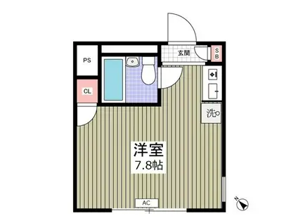 サンロイヤル武蔵野(ワンルーム/2階)の間取り写真