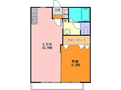 クレール東田 A棟(1LDK/2階)の間取り写真