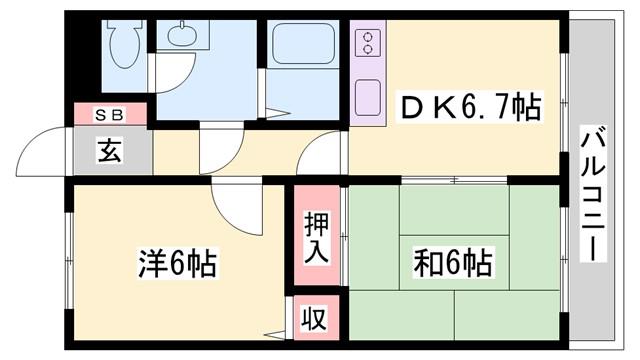 メゾン・DE・OK(2DK/3階)の間取り写真