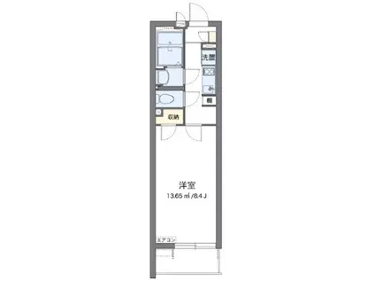 クレイノツインダイヤ(1K/1階)の間取り写真