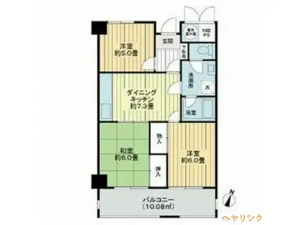 ライオンズマンション虹ヶ丘(3DK/4階)の間取り写真