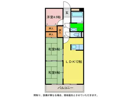 グリーンピア津乃峰(3LDK/4階)の間取り写真